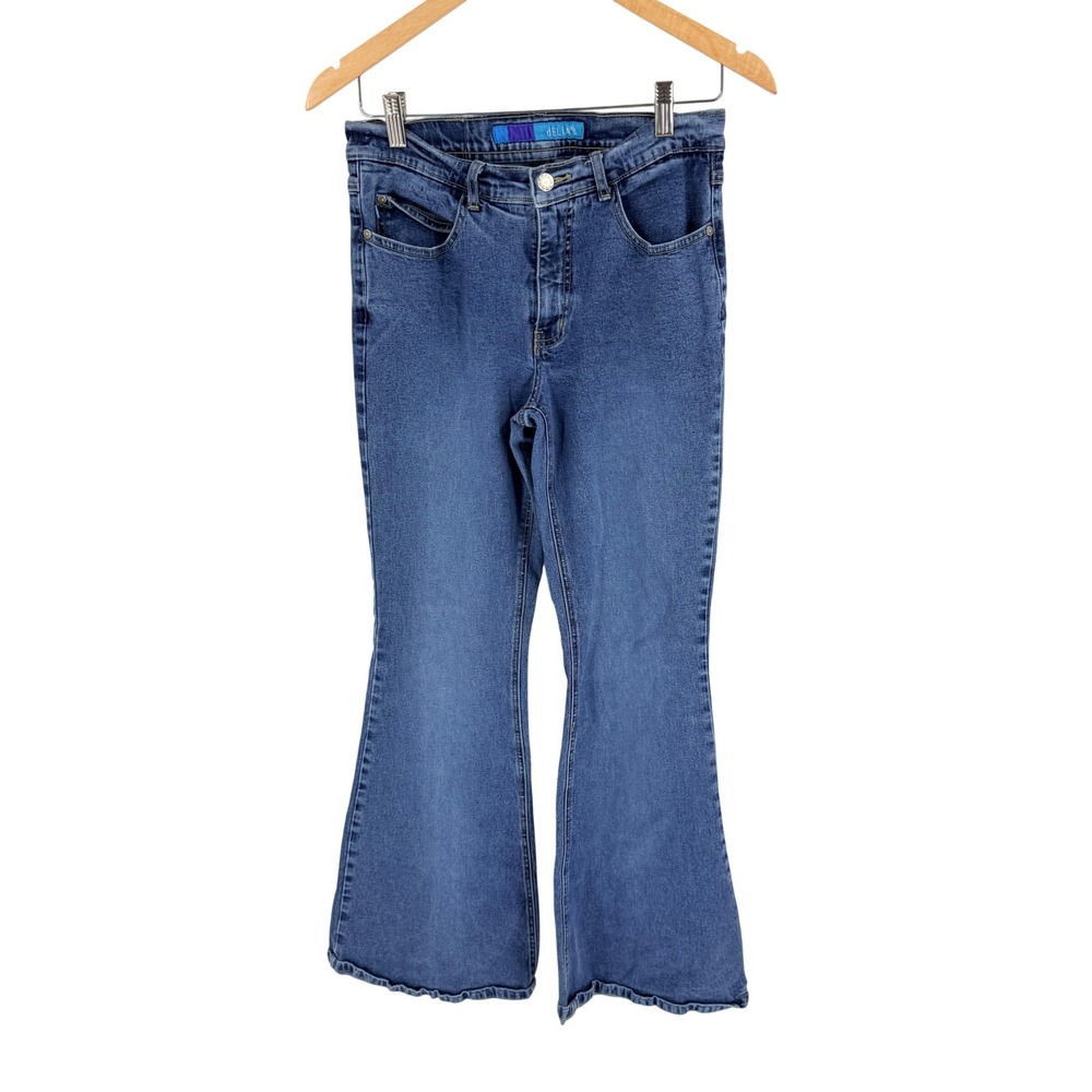 Y2K dELiA*s Mid Rise Bootcut Stretch Jeans Medium Wash Blue Cotton Blend Size 11